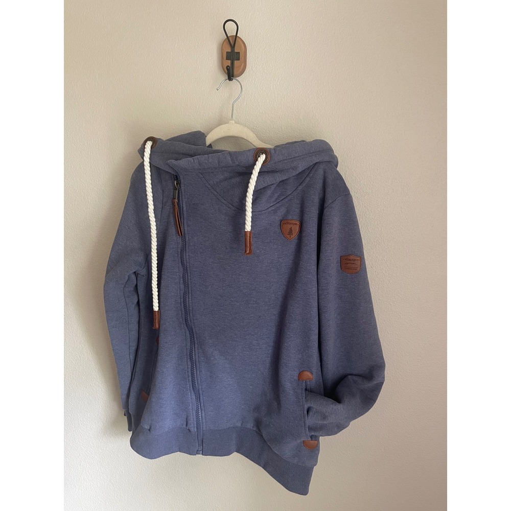 Wanakome Artemis Side Zip Hoodie Womens XL Blue Excellent Asymmetrical Pullover